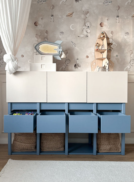 TWEENS Boekenkast – Zandkleur / Vergrijsd Blauw | Woodluck